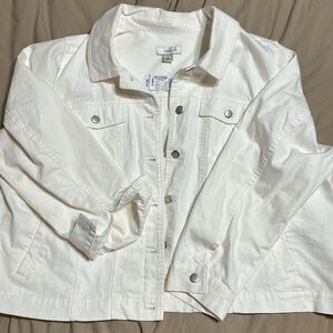 CJ Banks white denim jacket NWT